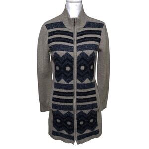 Royal Robbins Women's Aztec Full Zip Sweater Wool Blend Large Long Southwestern